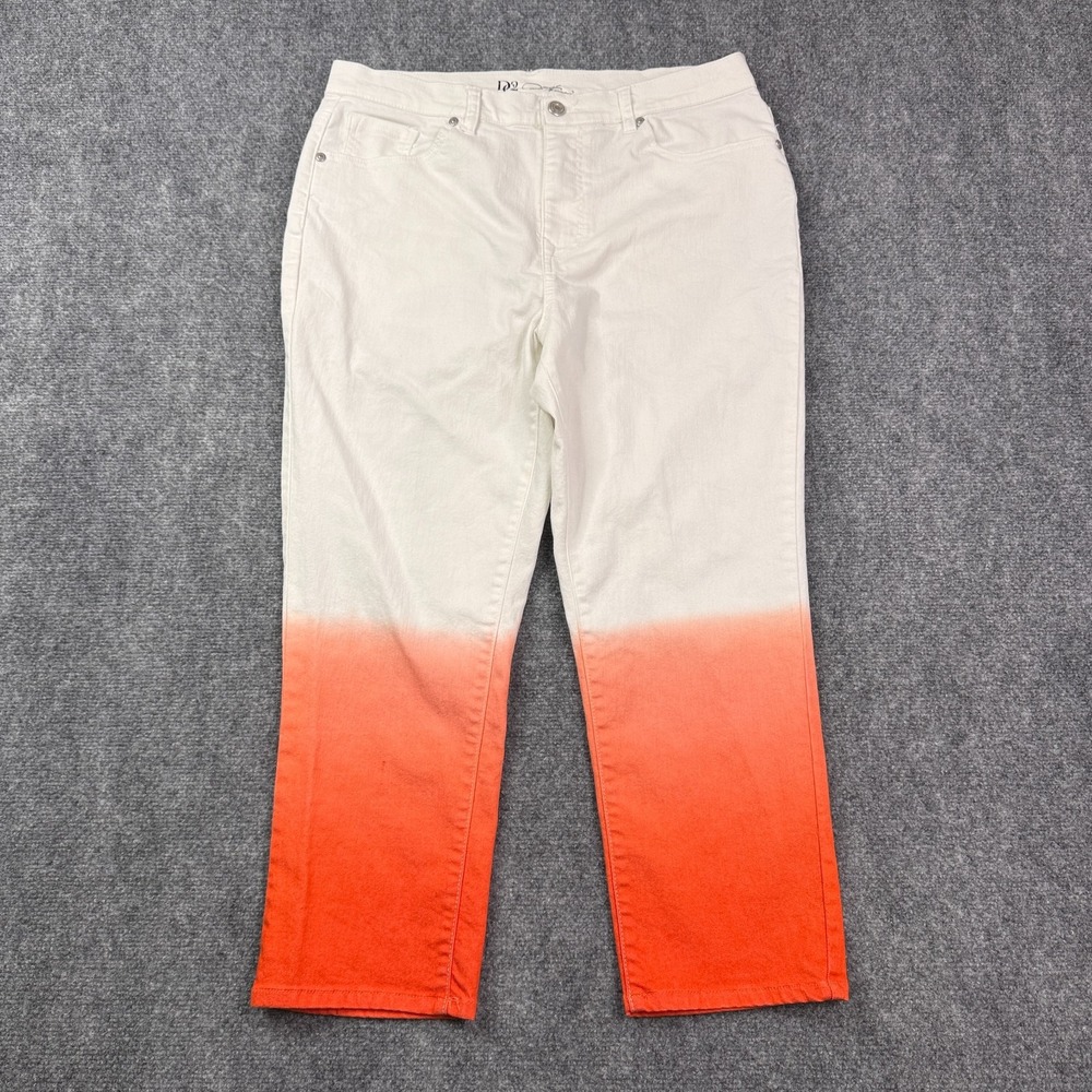 DG2 Jeans Womens Straight Leg Size 16 Regular Fit Stretch Colorblock Gradient